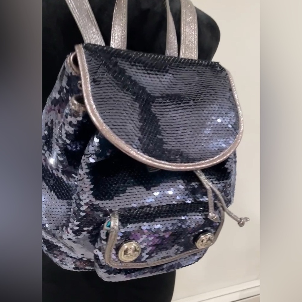 Coach Sequin Backpack with Metallic Trim